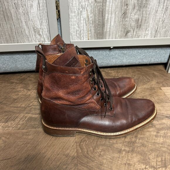 Franco Cuadra Brown Leather Ankle Lace up/ZIPPER dress boots Men\'s US 10/MEX 29